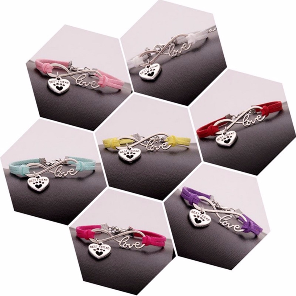 Pet Paw Best Friend Infinity Mint Leather Bracelet